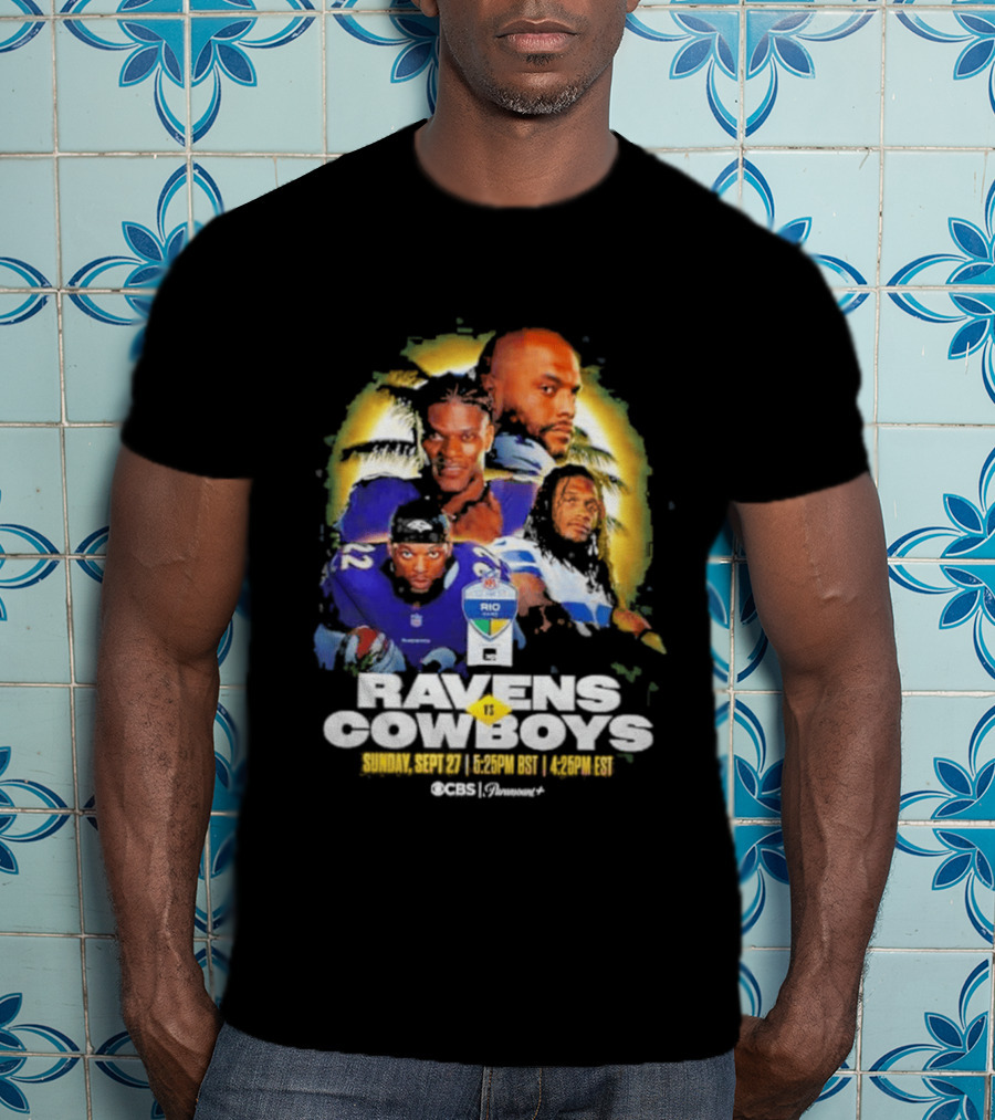 Rio Game 2026 Baltimore Ravens Vs Dallas Cowboys September 27 Matchup Sunday 1 P.M. BRT T-Shirt