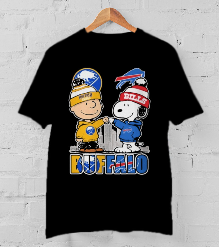 Buffalo Peanuts Fist Bump Sabres Bills Collaboration T-Shirt
