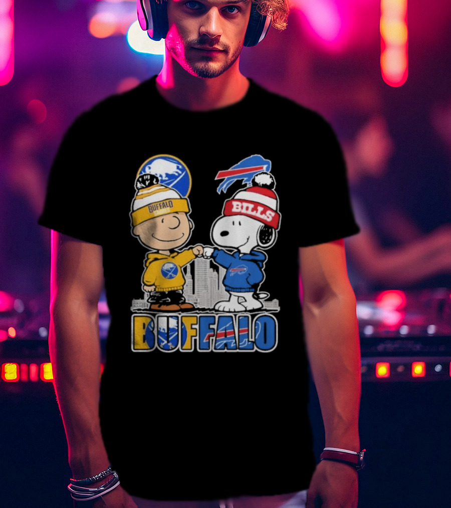 Buffalo Peanuts Fist Bump Sabres Bills Collaboration T-Shirt