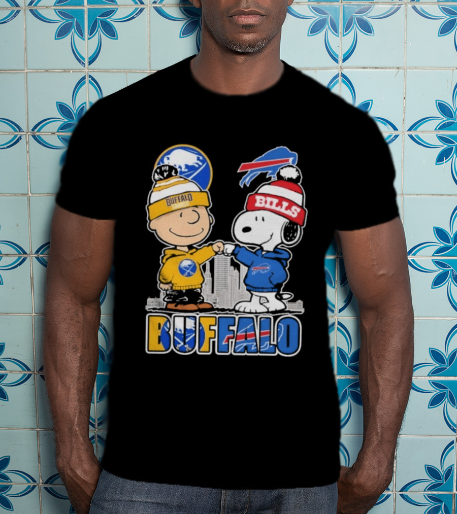 Buffalo Peanuts Fist Bump Sabres Bills Collaboration T-Shirt