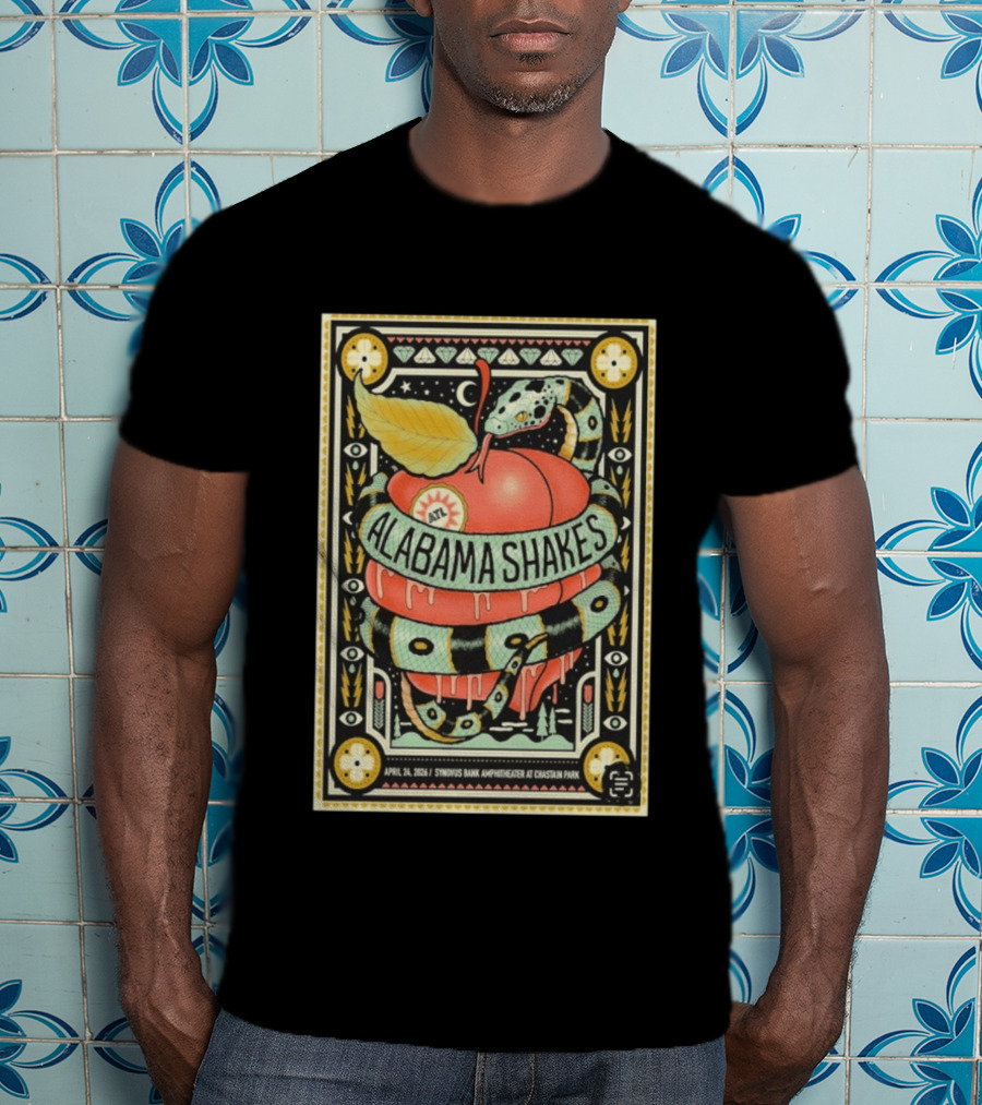 Alabama Shakes April 24 2026 Synovus Bank Amphitheater Chastain Park Atlanta Snake And Apple T-Shirt