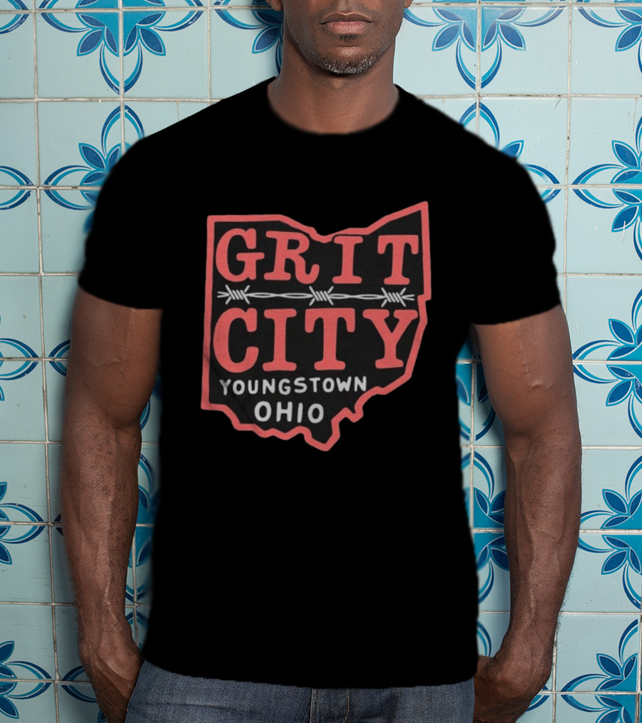Grit City Youngstown Ohio Barbed Wire State T-Shirt