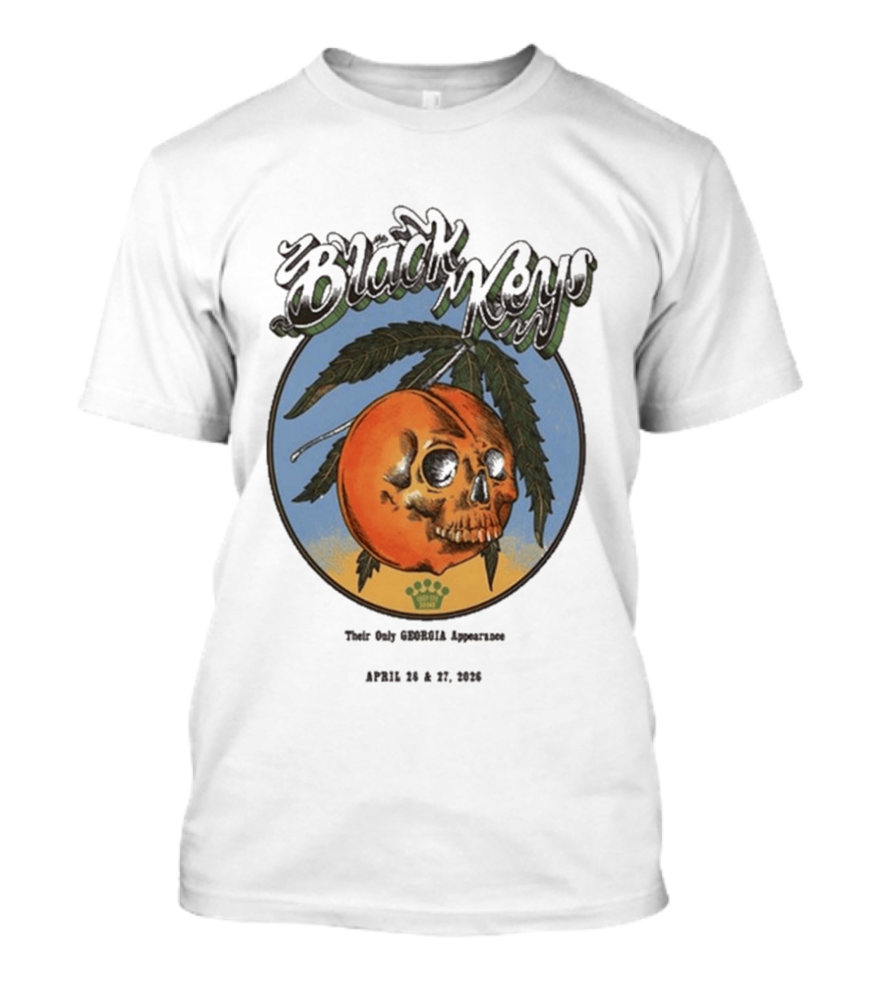 The Black Keys 2026 Atlanta Peach Skull April 26 27 Tour Date T-Shirt