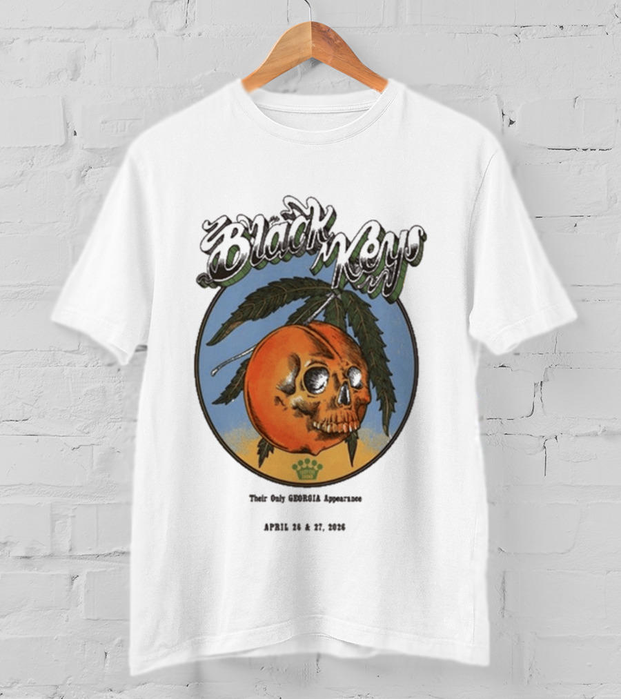 The Black Keys 2026 Atlanta Peach Skull April 26 27 Tour Date T-Shirt
