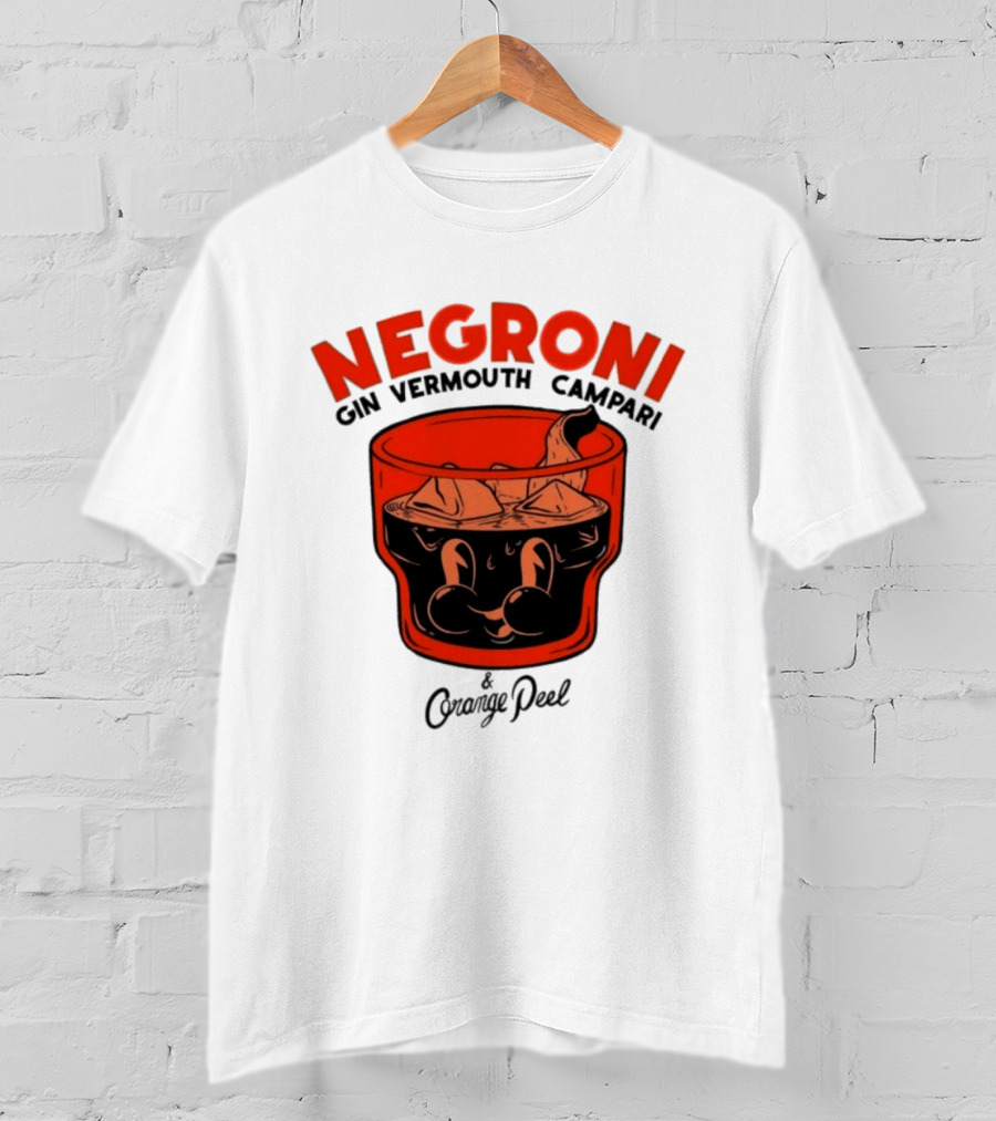 Negroni Gin Vermouth Campari With Orange Peel And Ice Retro Comic T-Shirt