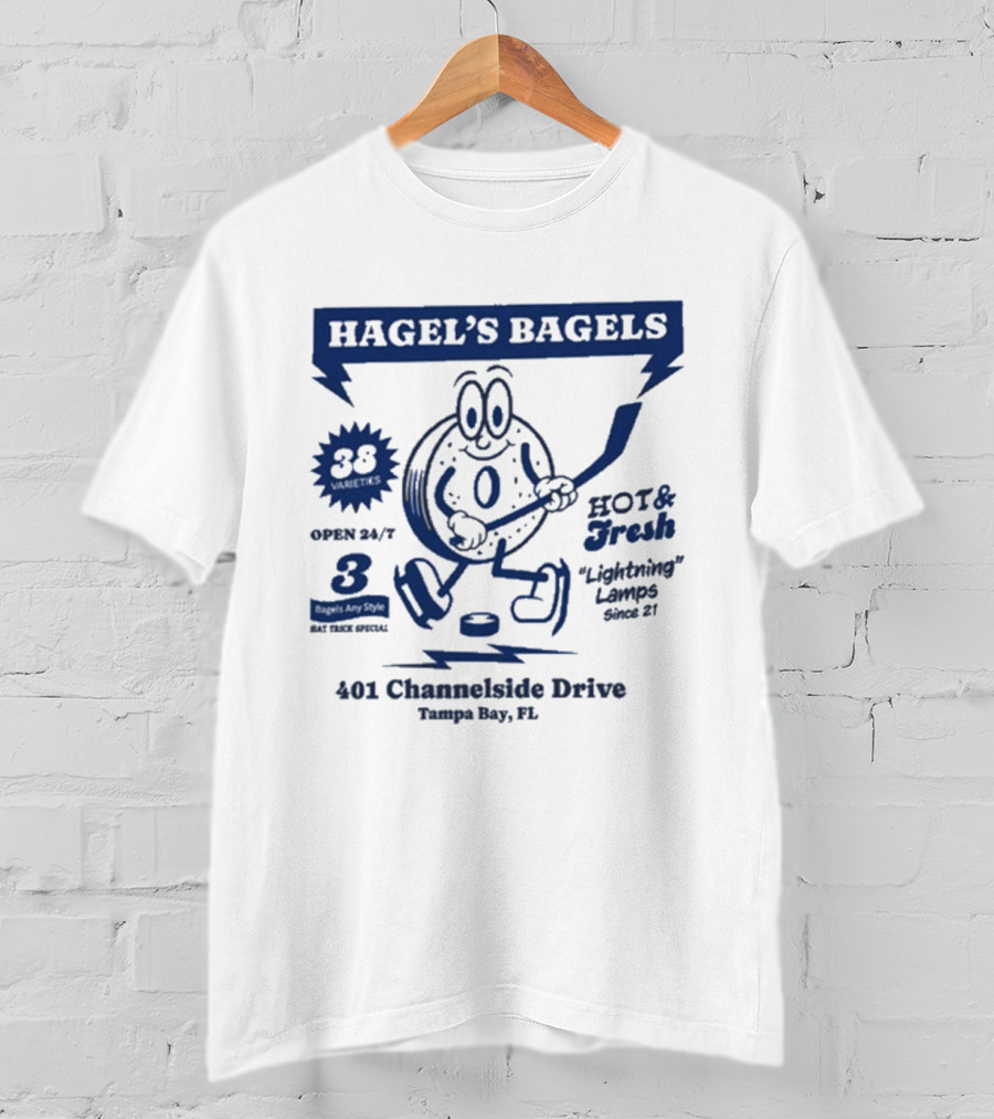 Hagel's Bagels Hockey Tampa Bay Lightning Lauro 401 Channelside Drive T-Shirt