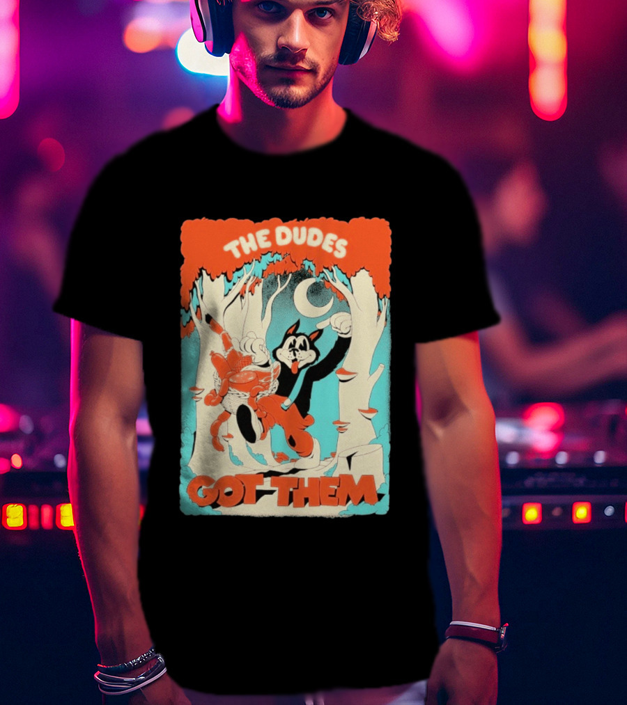 The Dudes Got Them Big Black Wolf In Forest Adventure T-Shirt