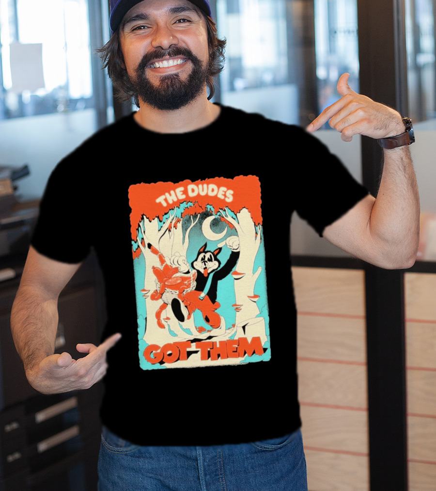 The Dudes Got Them Big Black Wolf In Forest Adventure T-Shirt