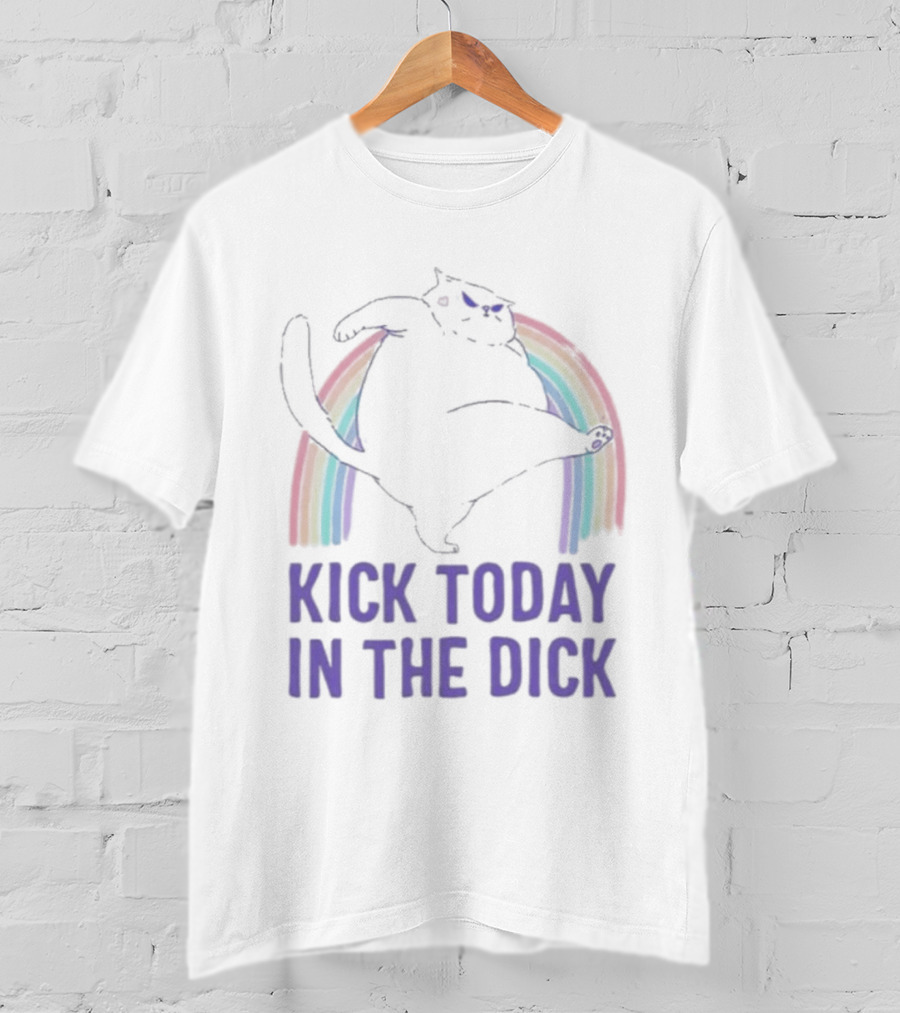 Kick Today In The Dick Rainbow Cat T-Shirt