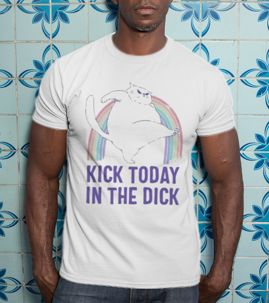 Kick Today In The Dick Rainbow Cat T-Shirt
