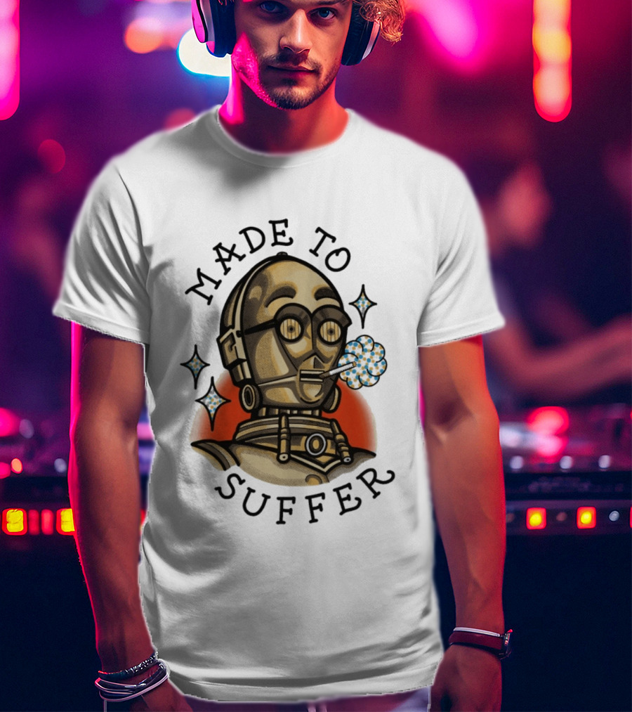 Made To Suffer Robot With Vintage Cartoon T-Shirt