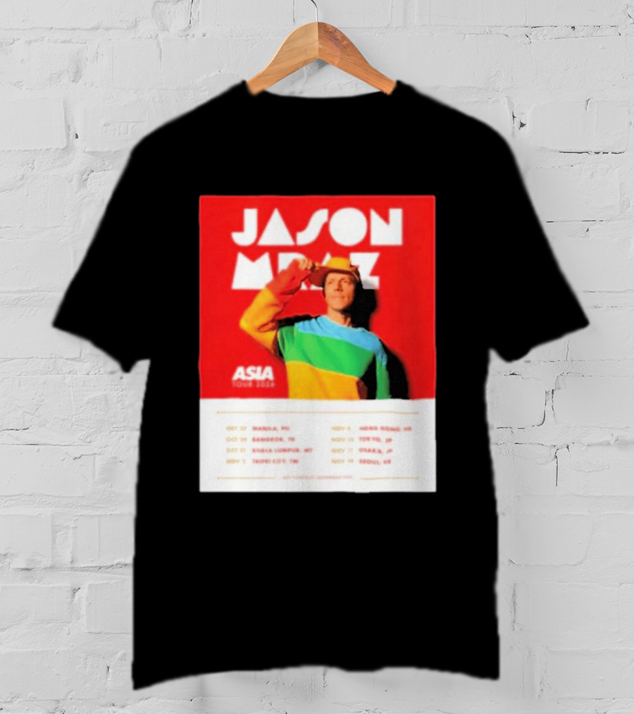 Jason Mraz Asia Tour Manila Bangkok Kuala Lumpur Taipei Hong Kong Tokyo Osaka Seoul 2026 T-Shirt