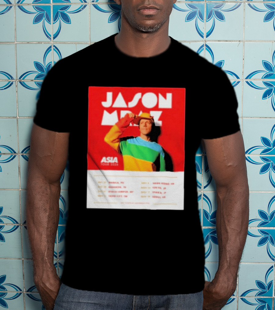 Jason Mraz Asia Tour Manila Bangkok Kuala Lumpur Taipei Hong Kong Tokyo Osaka Seoul 2026 T-Shirt