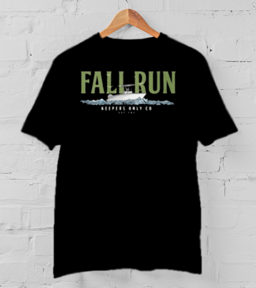 Keepers Only Co Fall Run Boat Ocean Scene T-Shirt