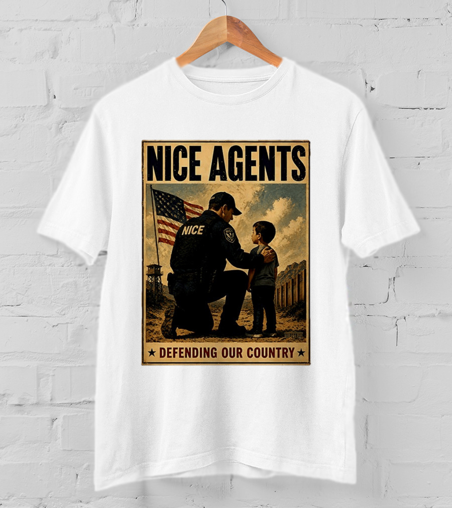 Nice Agents Defending Our Country Flag Patch Officer And Child T-Shirt
