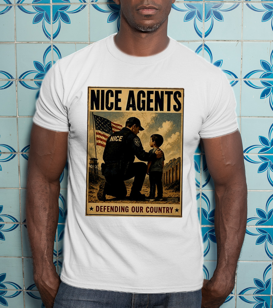 Nice Agents Defending Our Country Flag Patch Officer And Child T-Shirt