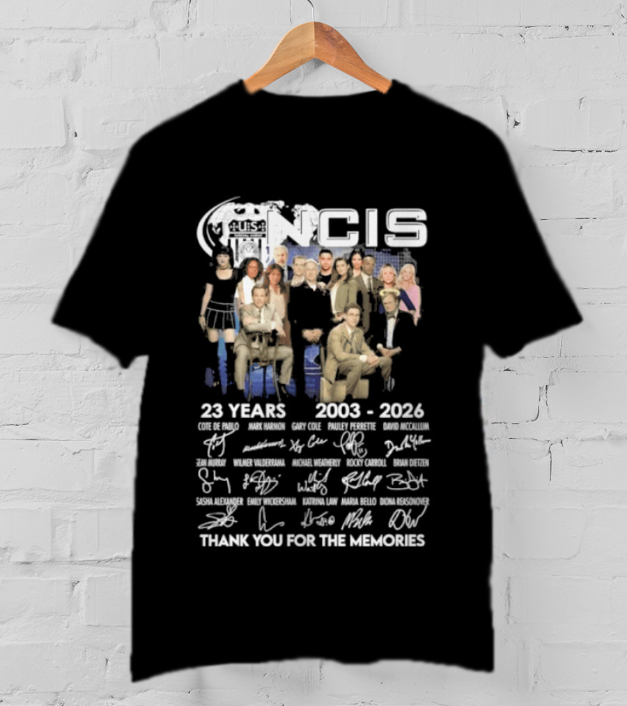 NCIS 23 Years 2003 2026 Cast Signatures Thank You For The Memories T-Shirt