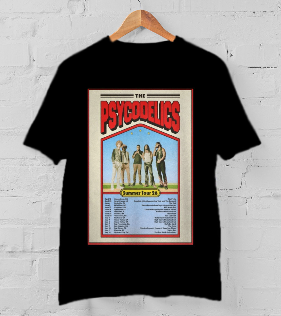 The Psycodelics Summer Tour 26 Concert Dates And Locations T-Shirt