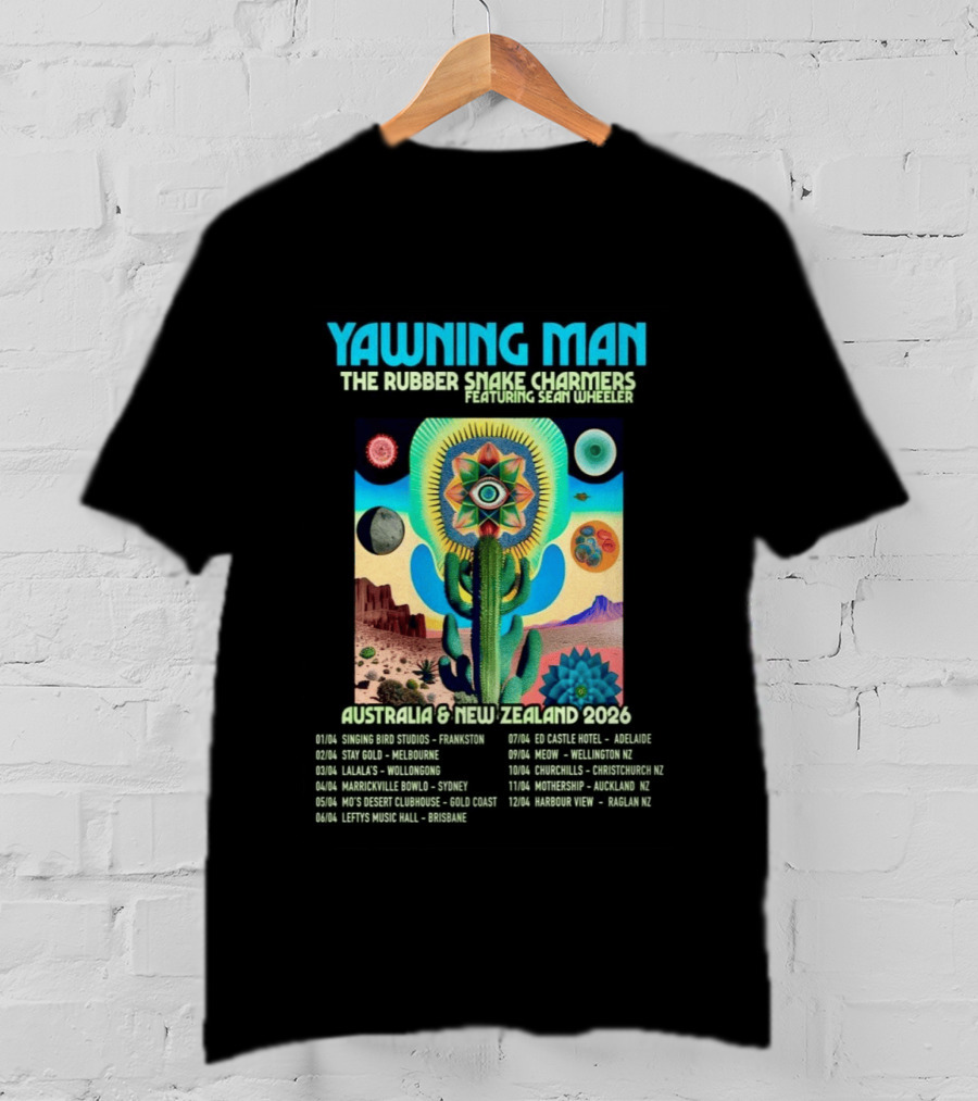 Yawning Man The Rubber Snake Charmers Featuring Sean Wheeler Australia & New Zealand 2026 Tour T-Shirt