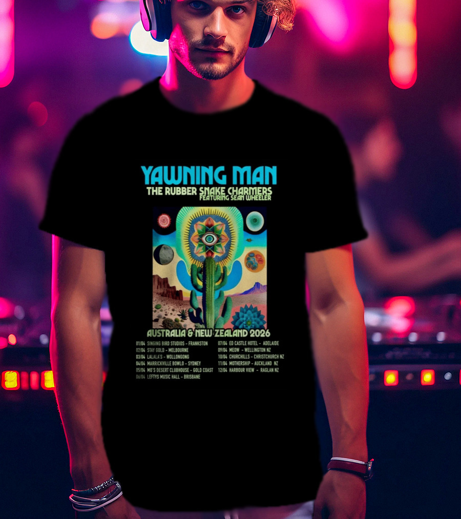 Yawning Man The Rubber Snake Charmers Featuring Sean Wheeler Australia & New Zealand 2026 Tour T-Shirt