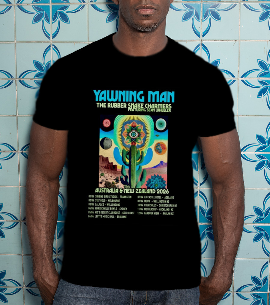 Yawning Man The Rubber Snake Charmers Featuring Sean Wheeler Australia & New Zealand 2026 Tour T-Shirt