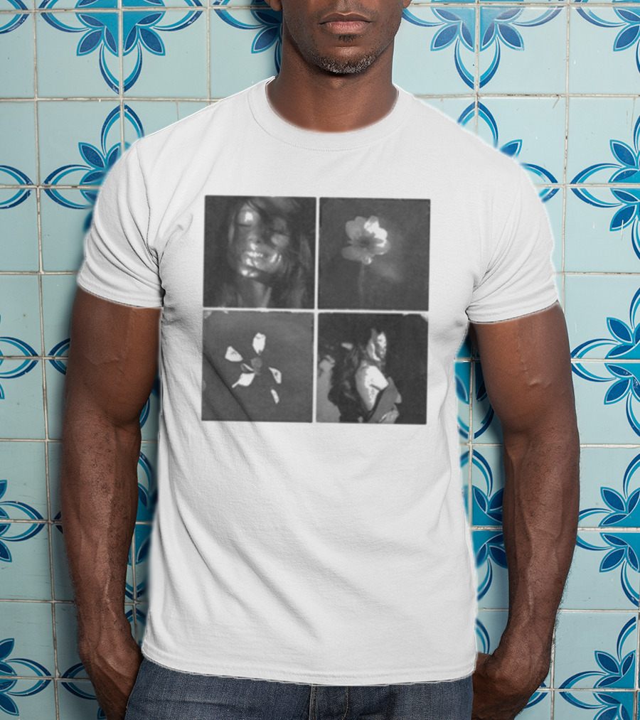Ariana Grande Reflective Floral Portraits Petal Tile Photo T-Shirt