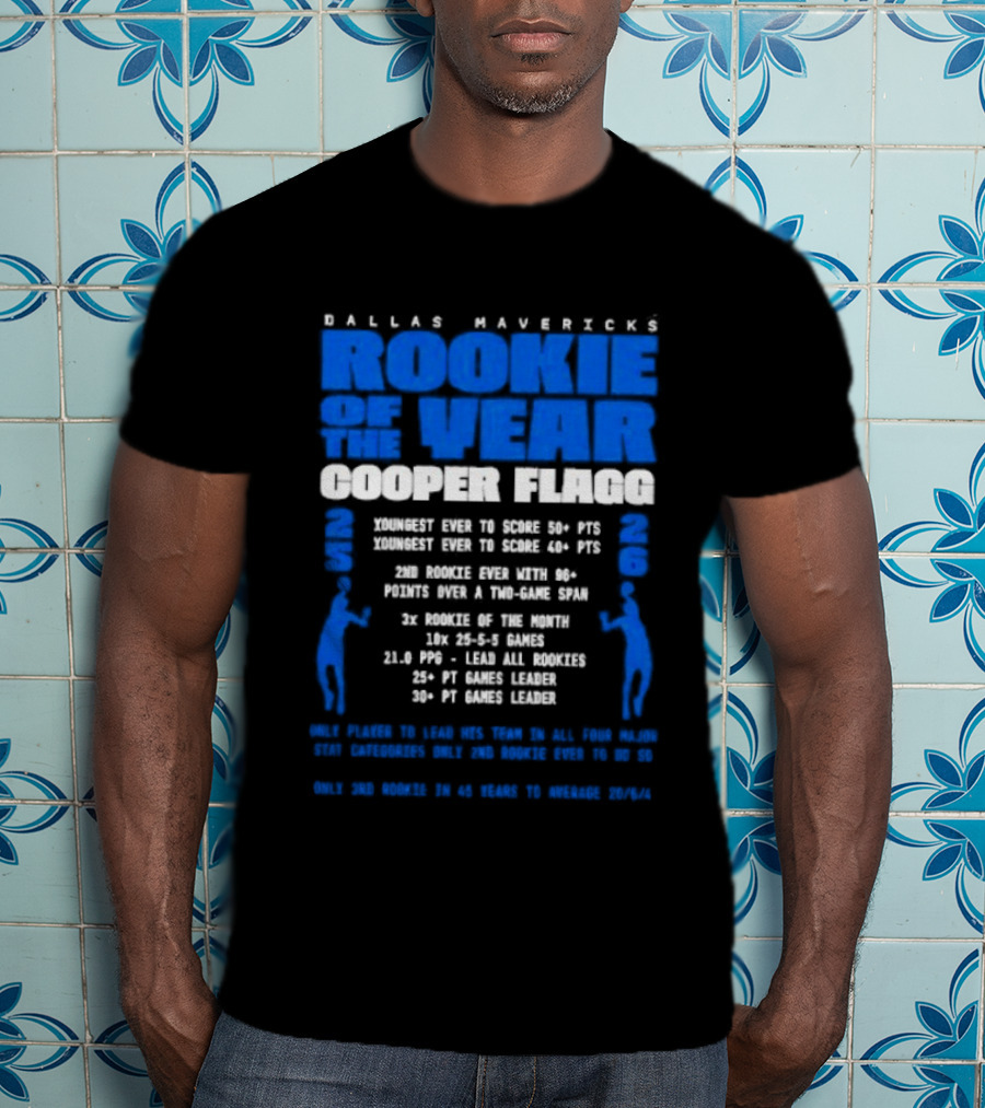 Dallas Mavericks Rookie Cooper Flagg Dominates With Record Points And Rebounds T-Shirt