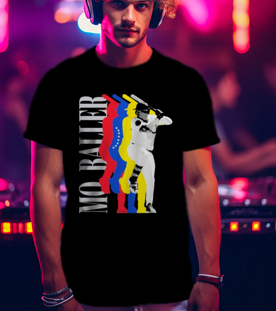 Mo Baller Venezuela Flag Baseball Batting Pose T-Shirt