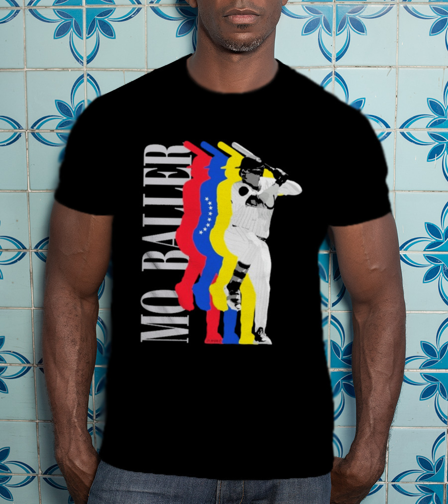 Mo Baller Venezuela Flag Baseball Batting Pose T-Shirt