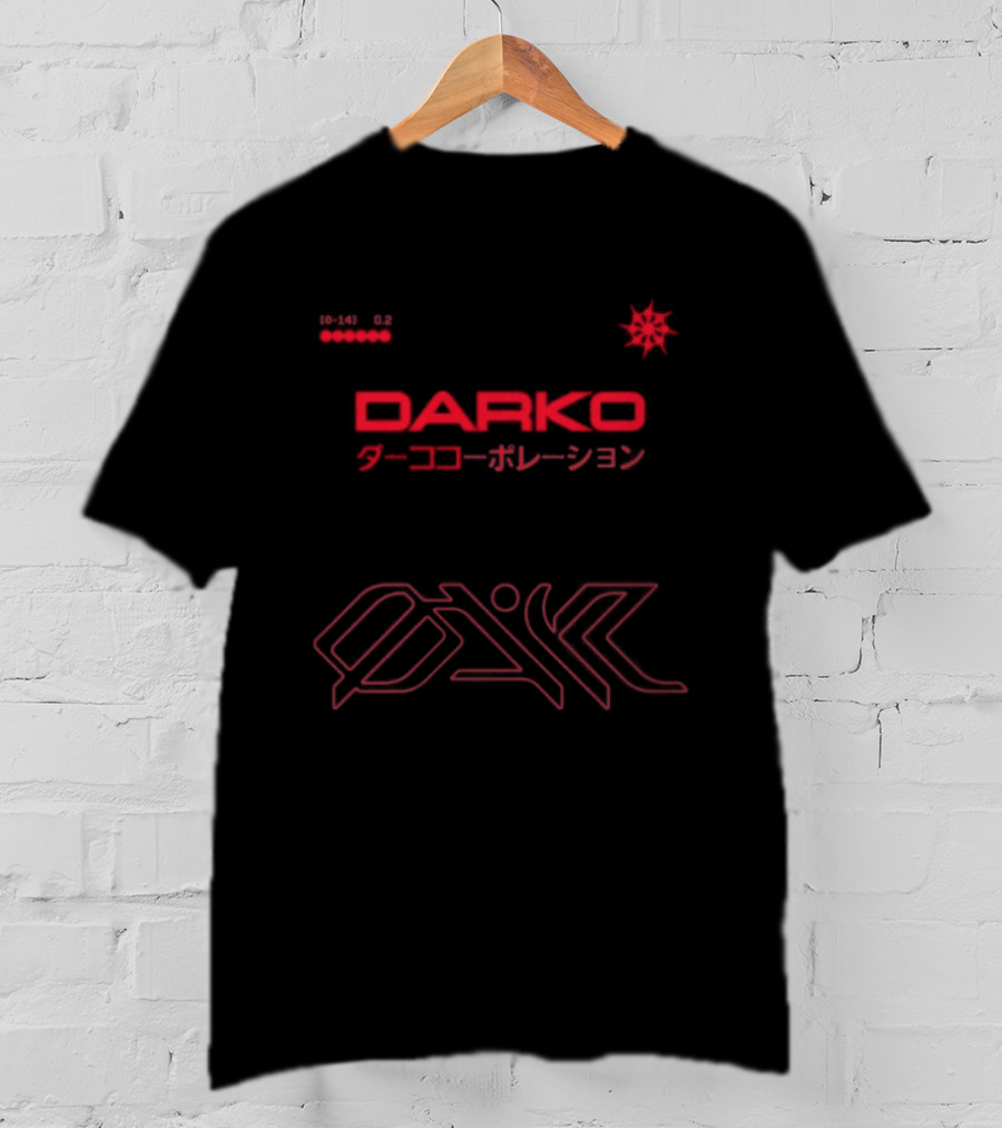 Darko Creative Dept Windbreaker Star Symbol Japanese Text Red And White T-Shirt