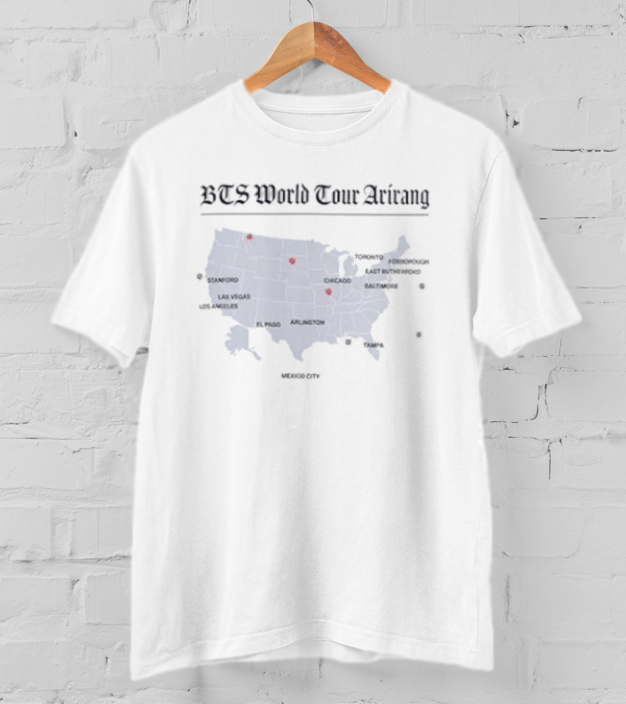 BTS World Tour Arirang Cities Map US Locations T-Shirt