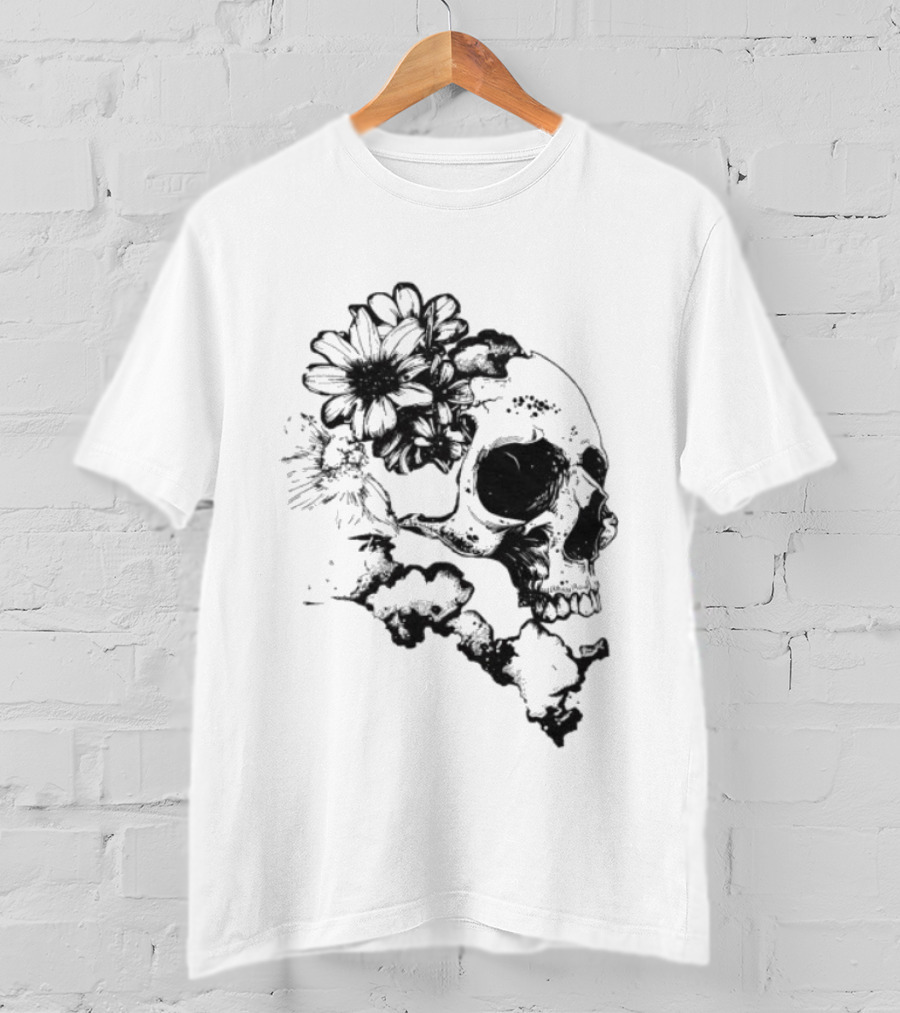 Emery Blooming Skull Watermelon Floral Aesthetic T-Shirt