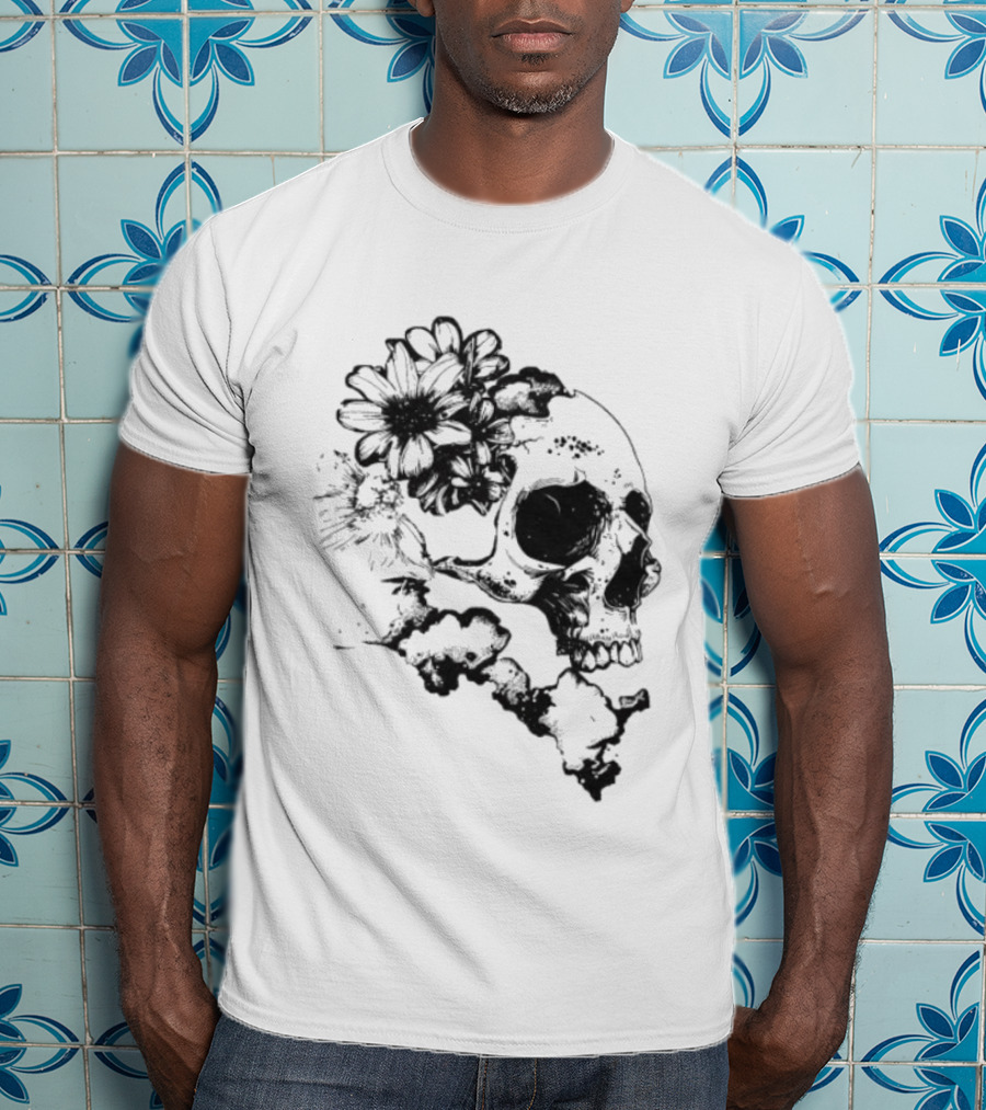 Emery Blooming Skull Watermelon Floral Aesthetic T-Shirt