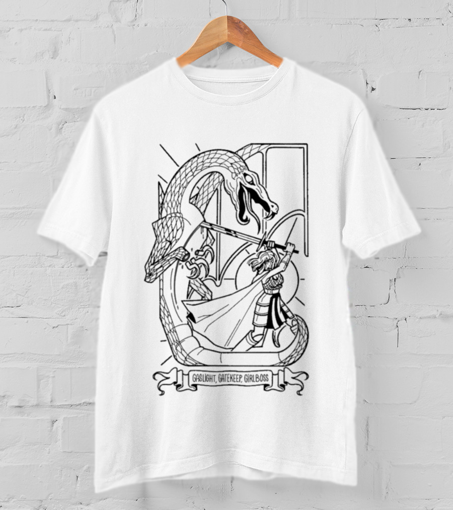 Gaslight Gatekeep Girlboss Lucia Sancho Dragon Battle T-Shirt