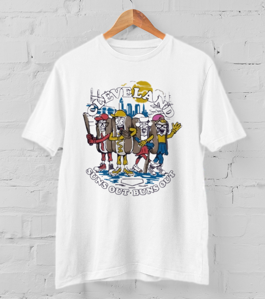 Cleveland Suns Out Buns Out Hotdog Race Cityscape T-Shirt