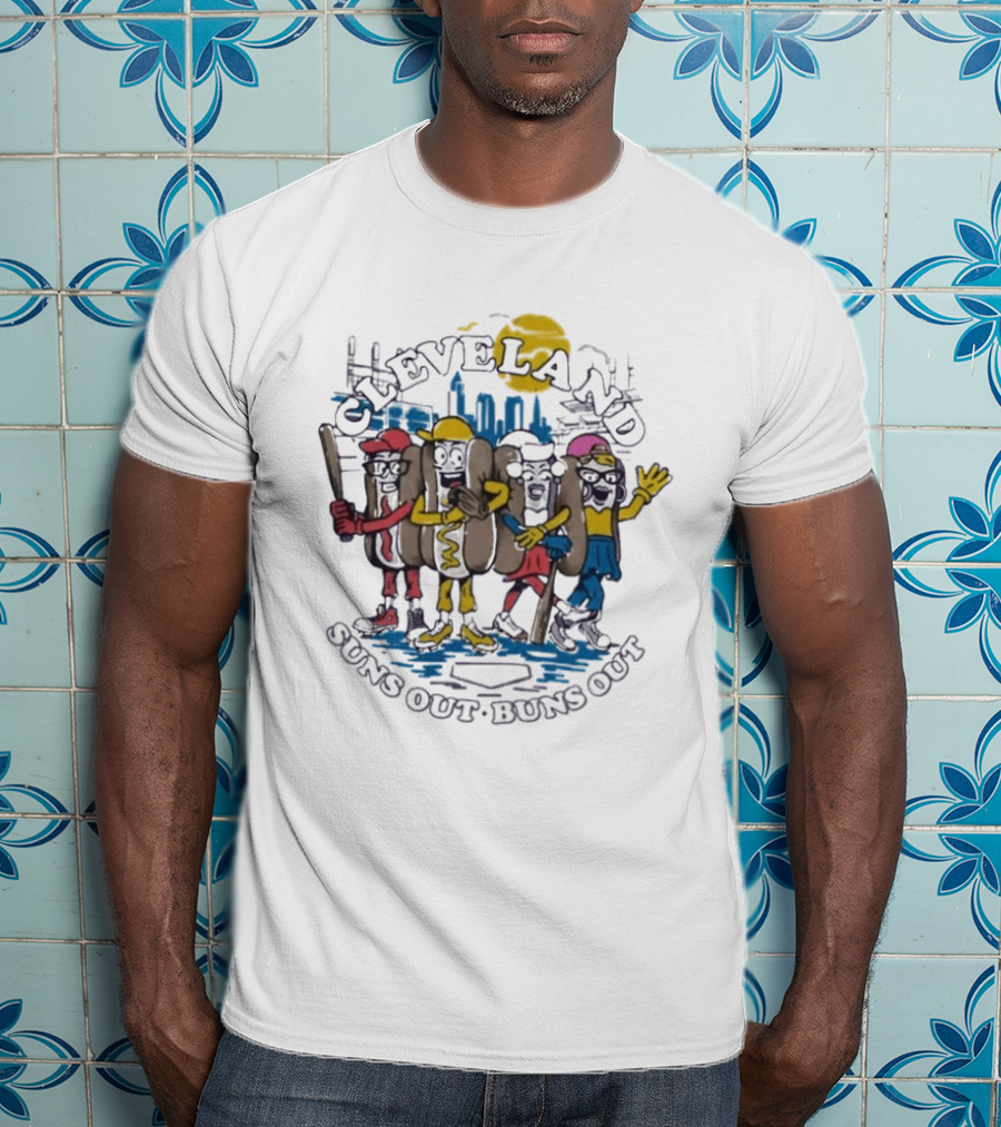 Cleveland Suns Out Buns Out Hotdog Race Cityscape T-Shirt