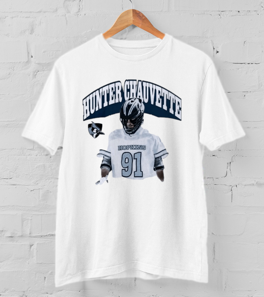Hopkins Blue Jays Hunter Chauvette 91 Jersey T-Shirt