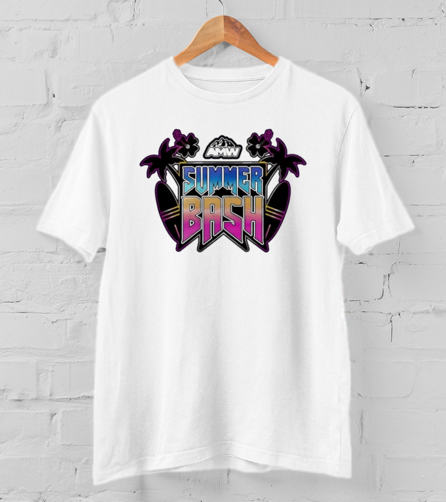AMW Summer Bash Tropical Vibes With Palm Trees And Surfboards T-Shirt
