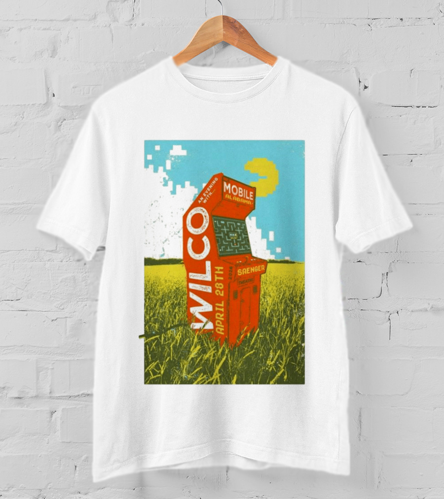 Wilco Saenger Mobile Alabama April 28th Arcade Retro Concert T-Shirt