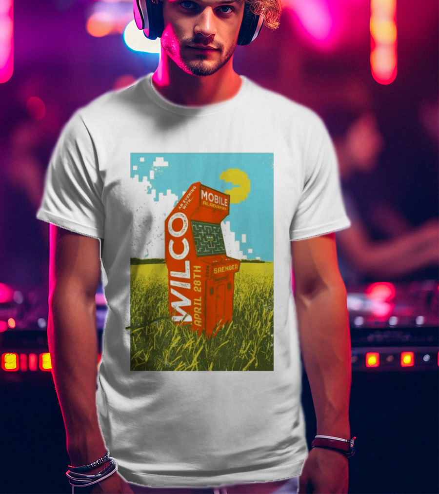 Wilco Saenger Mobile Alabama April 28th Arcade Retro Concert T-Shirt