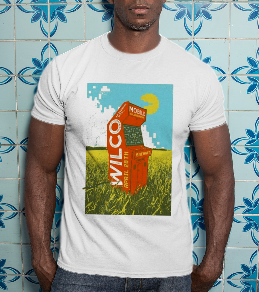 Wilco Saenger Mobile Alabama April 28th Arcade Retro Concert T-Shirt