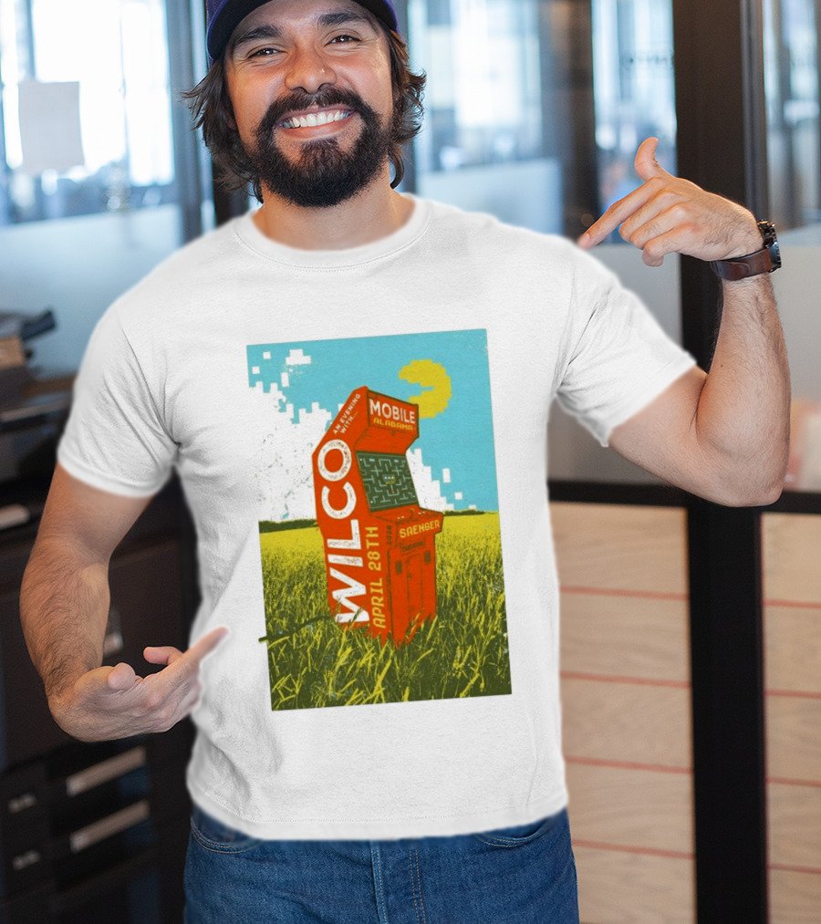 Wilco Saenger Mobile Alabama April 28th Arcade Retro Concert T-Shirt