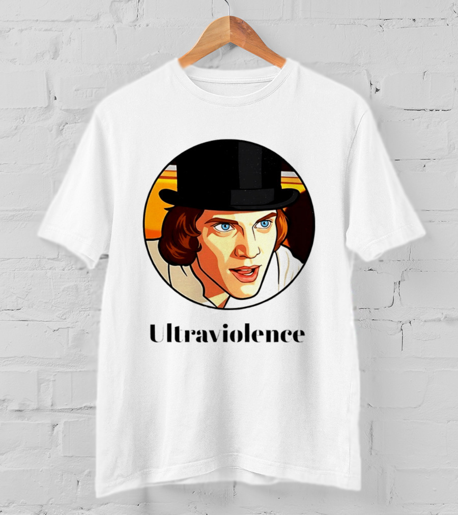 Alex DeLarge Ultraviolence Portrait Work Orange T-Shirt
