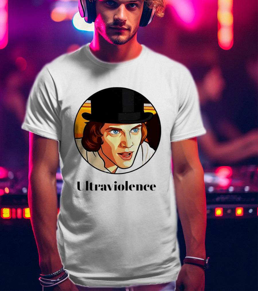 Alex DeLarge Ultraviolence Portrait Work Orange T-Shirt