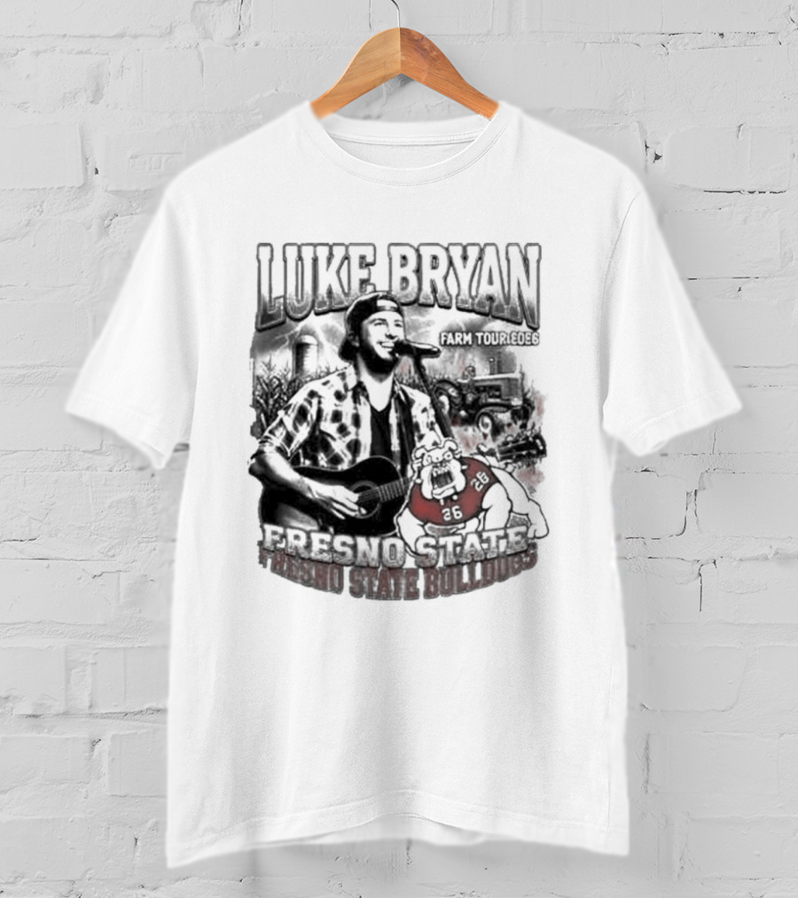 Luke Bryan Farm Tour 2026 Clovis California May 15 Fresno State Bulldogs NCAA T-Shirt