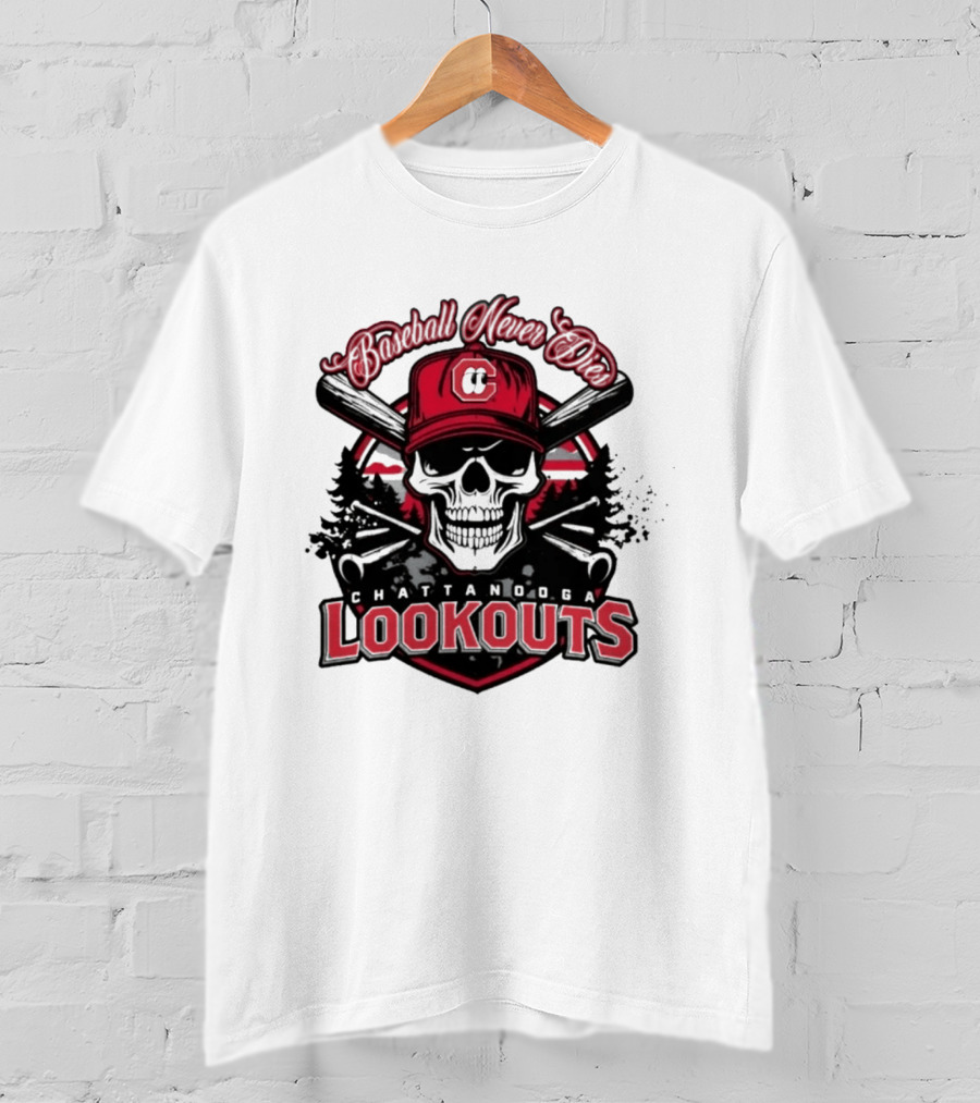Chattanooga Lookouts Twisted River Skull Bats T-Shirt