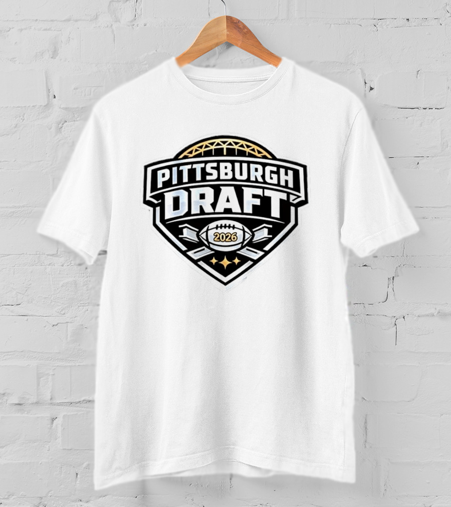 Pittsburgh Steelers Football 2026 Draft Brushed Metal T-Shirt