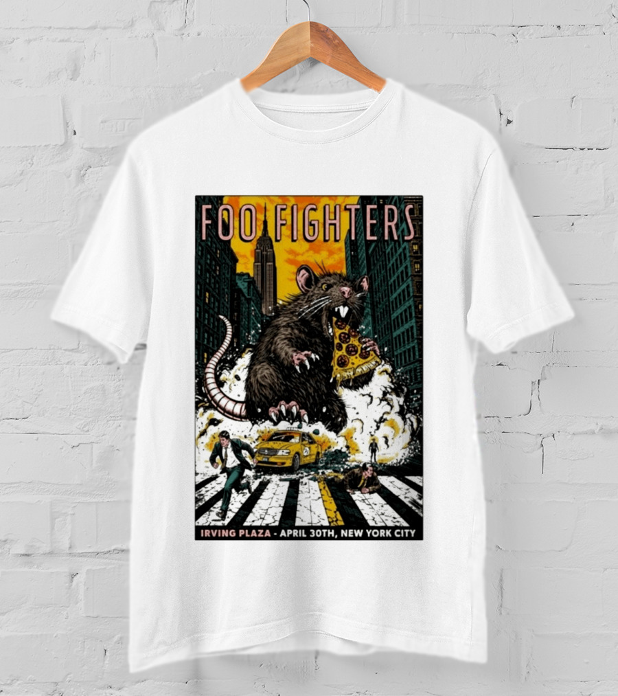 Foo Fighters NYC Irving Plaza April 30 2026 Giant Pizza Rat T-Shirt