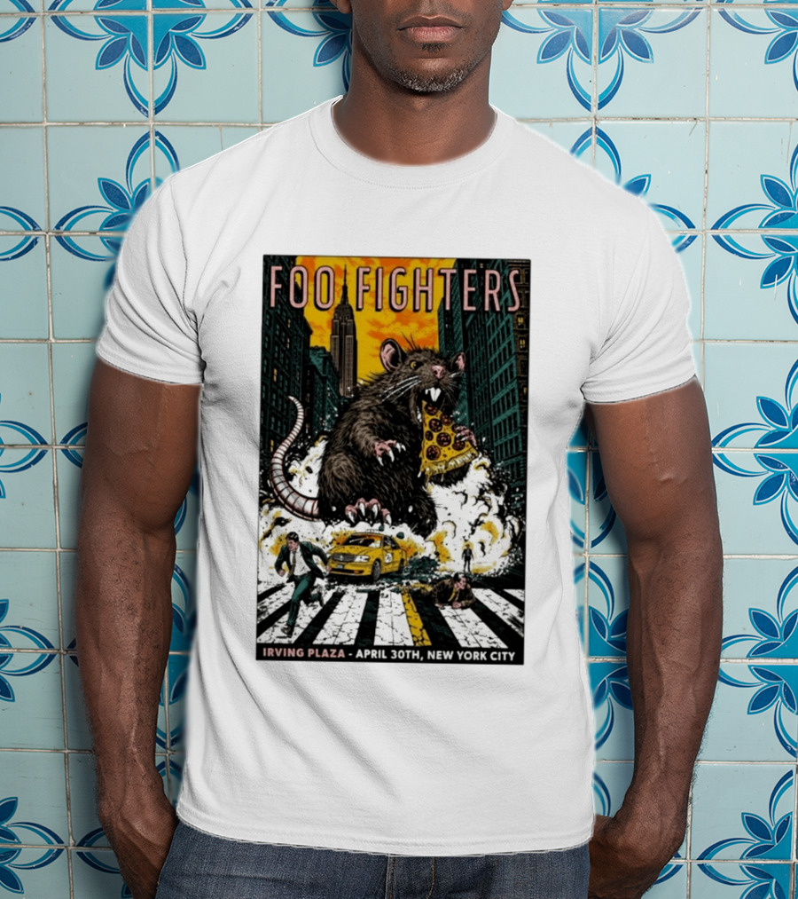 Foo Fighters NYC Irving Plaza April 30 2026 Giant Pizza Rat T-Shirt