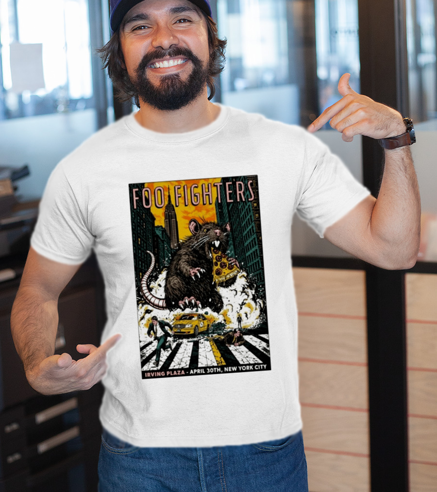 Foo Fighters NYC Irving Plaza April 30 2026 Giant Pizza Rat T-Shirt